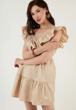 LELA Regular Fit - Jurk - Beige -LELA Winkel ae59d66e80914384bd3952bd5ec01ff2