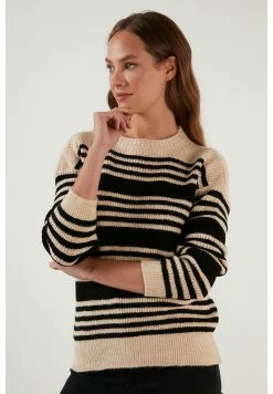 LELA Regular Fit - Trui - Beige Black -LELA Winkel af249399aa6643b09e4369b411738661