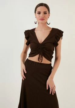 LELA Slim Fit - Blouse - Brown -LELA Winkel b2e148ec15c44c62814c8d0b6832d2ae