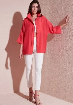 LELA Overhemdblouse - Coral -LELA Winkel b321ae9e0cf34403bfd037212a5bc3f7