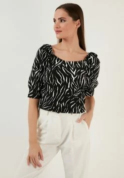 LELA Slim Fit - Blouse - Striped Black