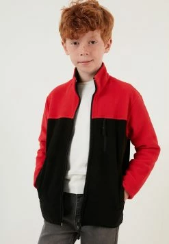 LELA Regular Fit - Sweater Met Rits - Red Black -LELA Winkel ba728df45db34313bd05a0f738ed0e35