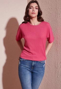 LELA Regular Fit - T-Shirt Basic - Fuchsia -LELA Winkel bae518cfcc79434dba9716126d544389