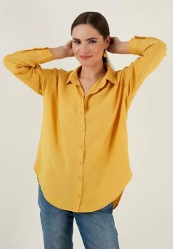 LELA Regular Fit - Overhemdblouse - Mustard -LELA Winkel bd8c8bad3347420aaa1a7283652fab29