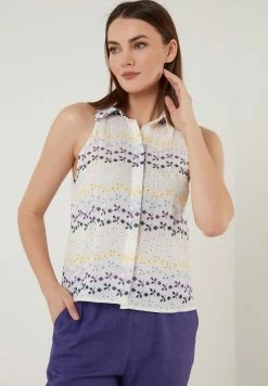 LELA Regular Fit - Overhemdblouse - White Purple -LELA Winkel c071af32eff94f17b143b910a85863f5