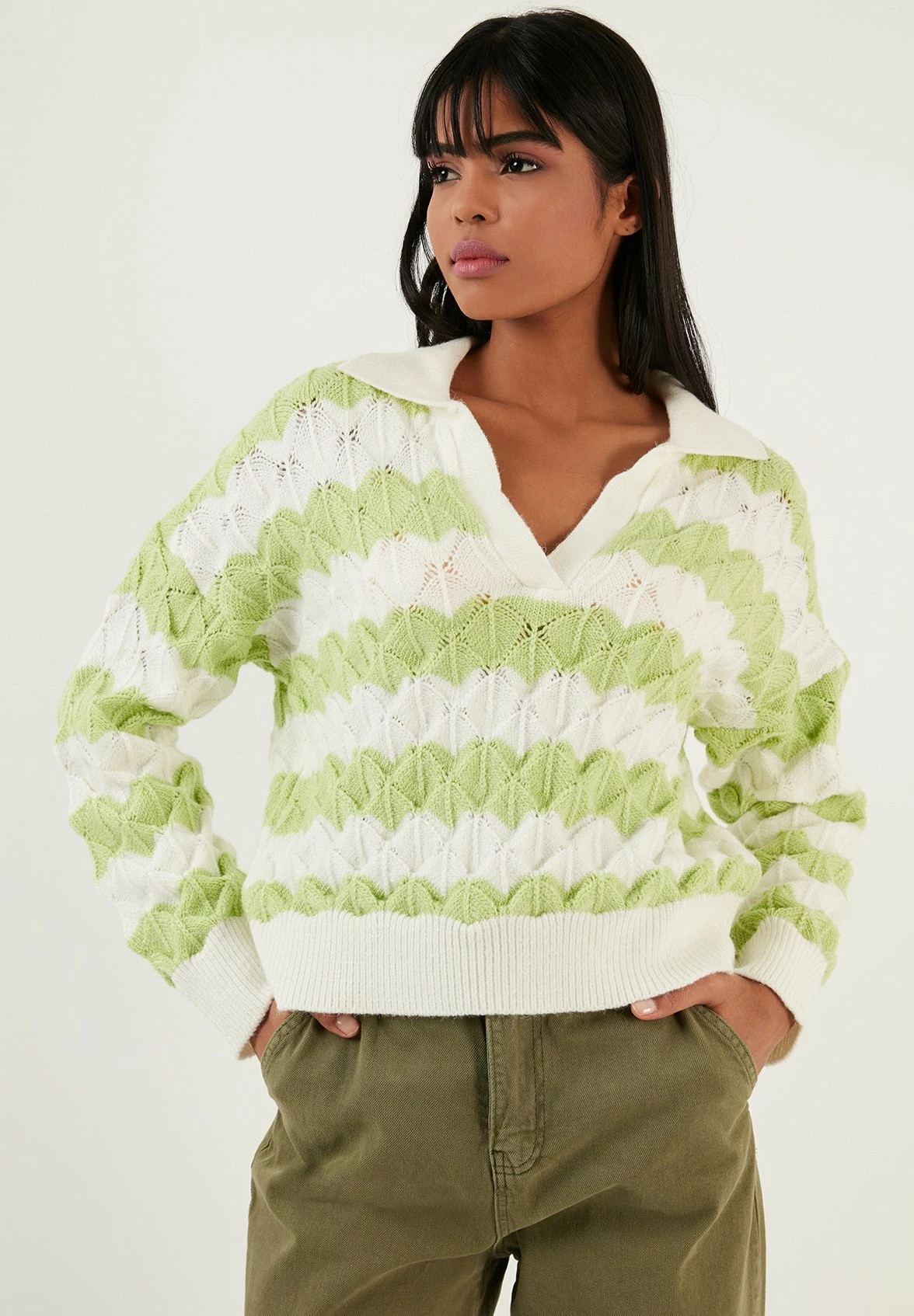 LELA Poloshirt - Ecru/Green 3 LELA Poloshirt - Ecru/Green