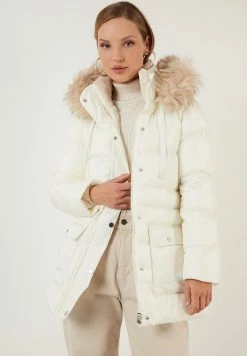 LELA Regular Fit - Winterjas - Ecru