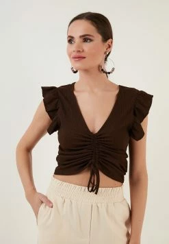 LELA Slim Fit - Blouse - Brown -LELA Winkel ca96c82dc63d487ea02b39cd0d4ea323