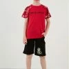 LELA Regular Fit T-Shirt And Shorts - Trainingspak - Red/Black/White