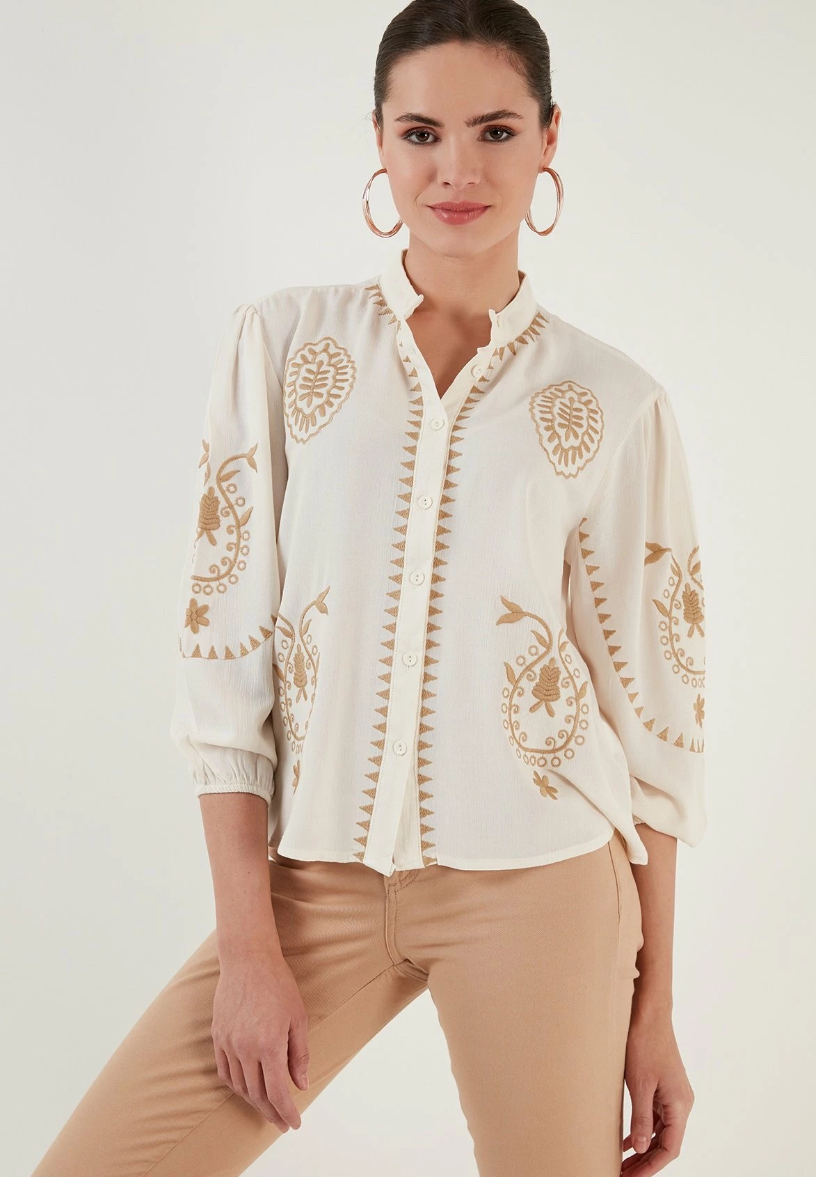 LELA Regular Fit - Overhemdblouse - Ecru Beige 3 LELA Regular Fit - Overhemdblouse - Ecru Beige