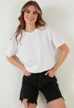 LELA Crew Neck- T-Shirt Basic - White -LELA Winkel d7389b40ed8f45e4a384767c3f34c24b