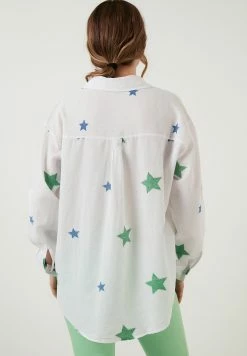 LELA Loose Fit - Overhemdblouse - White/Green 9 LELA Loose Fit - Overhemdblouse - White/Green -LELA Winkel d73dc190ddc545f59645496616608af8