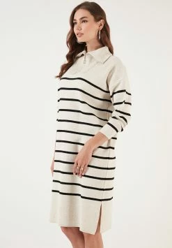 LELA Gebreide Jurk - Cream/Black -LELA Winkel d7f95871c2824aabac504b3a0302a54a