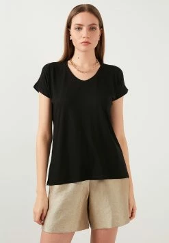 LELA V Neck- T-Shirt Basic - Black