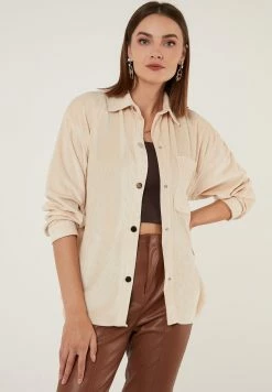 LELA Loose Fit - Overhemdblouse - Beige -LELA Winkel dcd65a4812ba4a0494af3bc4e3c90190