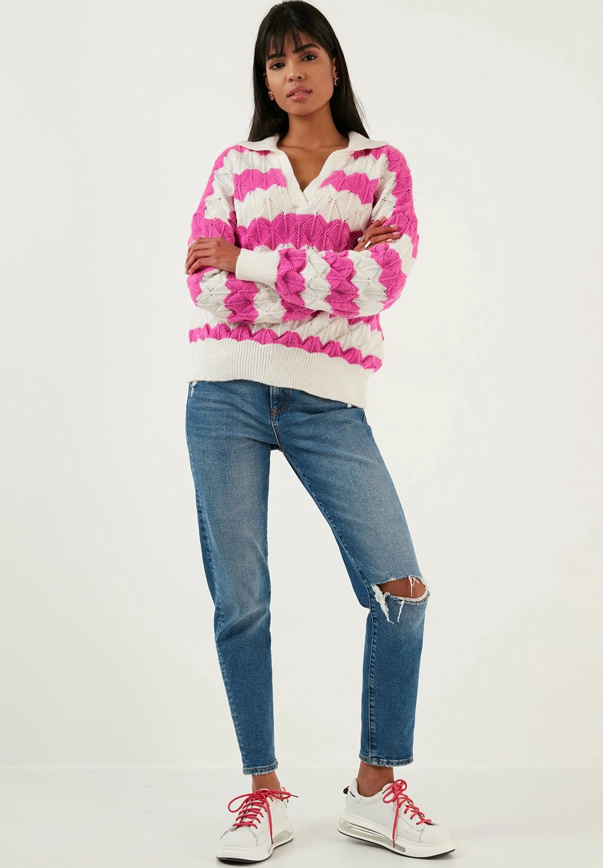 LELA Poloshirt - Ecru/Fuchsia 4 LELA Poloshirt - Ecru/Fuchsia - Afbeelding 2