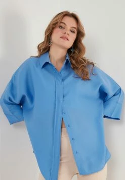 LELA Overhemdblouse - Indigo -LELA Winkel de40c97793eb484dbcbd5880733075e9