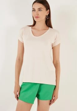 LELA V Neck- T-Shirt Basic - Stone Colored 10 LELA V Neck- T-Shirt Basic - Stone Colored -LELA Winkel dea702025c3b4699a6afb715d729403a