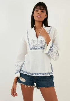 LELA Regular Fit - Blouse - Ecru Indigo -LELA Winkel e20b327bd4d448f89ea796a5df908d00