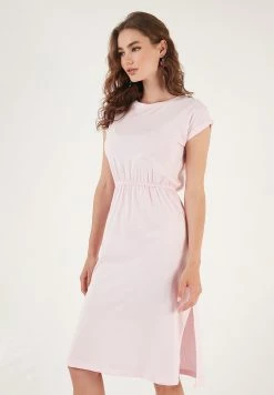 LELA Short Sleeve Midi - Jurk - Light Pink -LELA Winkel e4f808552dc34056a433657af6316163