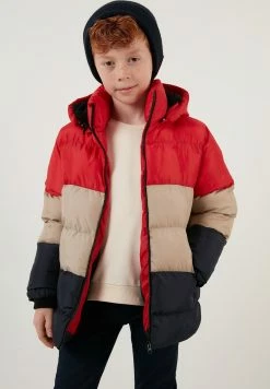 LELA Removable Hooded Inflatable - Winterjas - Red-Stone Colored-Navy Blue -LELA Winkel ec62f5d2bd824706bbd92b1b34b7e571