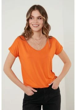 LELA V Neck- T-Shirt Basic - Orange Color -LELA Winkel f011beb405f44c75b1afd1623a8a539b