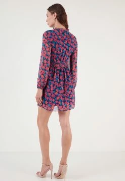 LELA Regular Fit - Jurk - Fuchsia Dark Blue -LELA Winkel f27c61e9a6564a0e88f338fa96226622