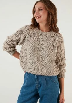 LELA Regular Fit - Trui - Stone -LELA Winkel f28ebee72dec4030baf59653e61f1095