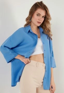 LELA Overhemdblouse - Indigo -LELA Winkel f2a8dc1ec3164de081ab9e3573385321