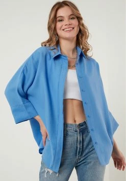 LELA Overhemdblouse - Indigo -LELA Winkel f41b579eac364ddaa42ea27e000b397c