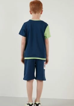 LELA Regular Fit T-Shirt And Shorts - Trainingspak - Dark Blue/Light Green -LELA Winkel f75c70f05baa43819fafcc43df4161df